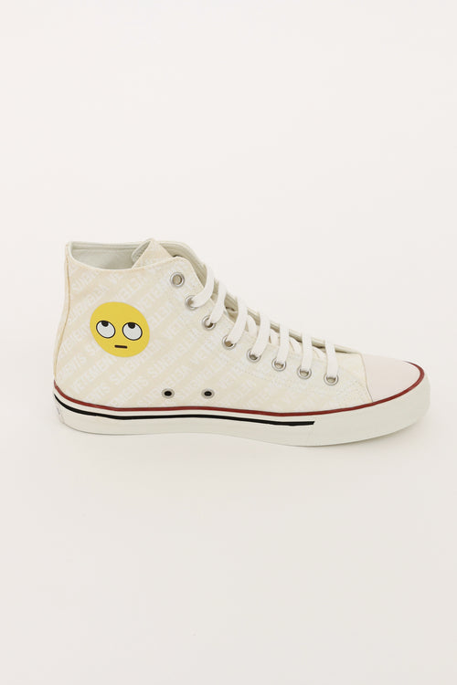 Vetements White Emoji Logo Canvas Sneakers