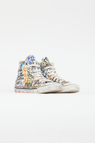 Vetements White & Multi Graffiti Hi-Top Sneaker