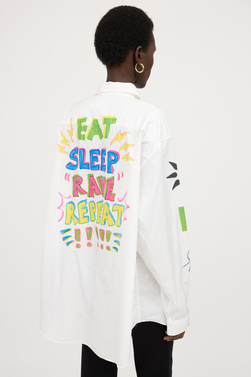 Vetements SS20 Eat Sleep Rave Repeat Button Up Shirt