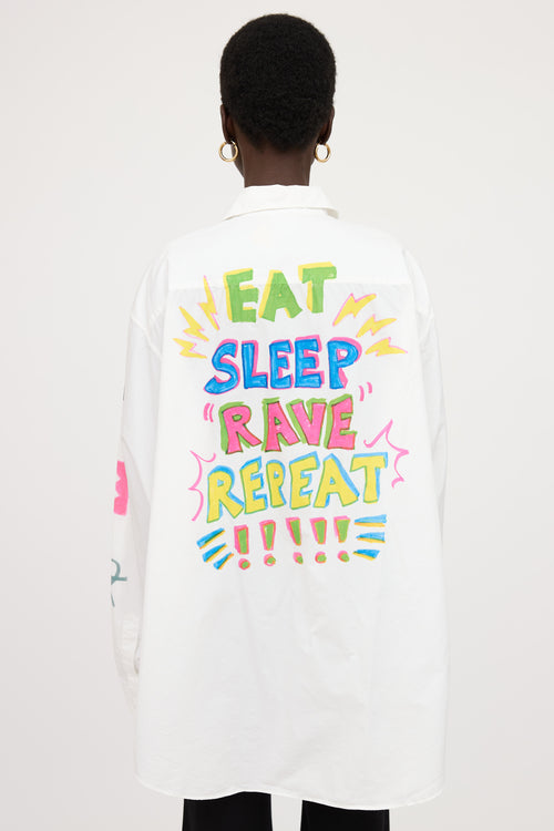 Vetements SS20 Eat Sleep Rave Repeat Button Up Shirt