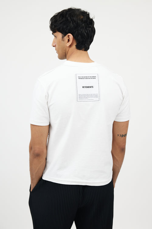 Vetements White Inside Out Logo T-Shirt