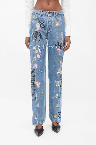 Vetements X Levi's Winter 2019 Blue & Multicolour Sticker Jeans