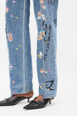 Vetements X Levi's Winter 2019 Blue & Multicolour Sticker Jeans