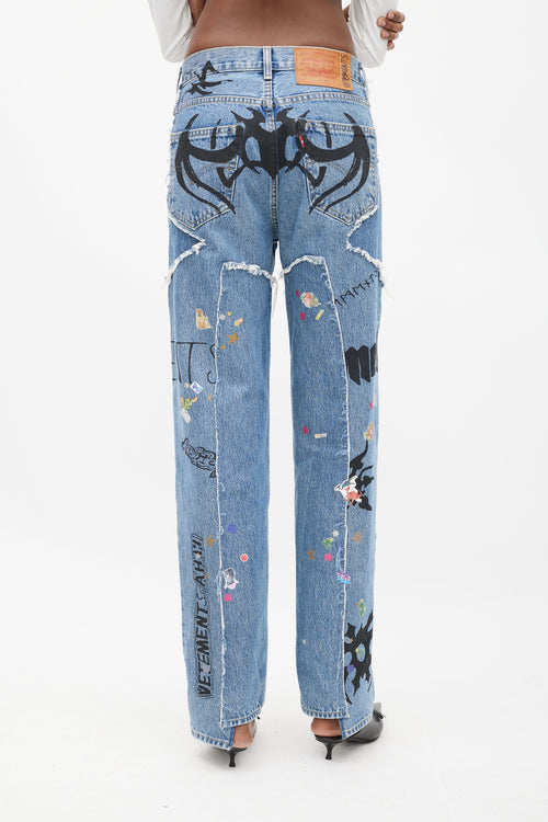 Vetements X Levi's Winter 2019 Blue & Multicolour Sticker Jeans