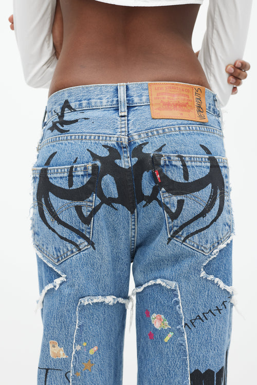 Vetements X Levi's Winter 2019 Blue & Multicolour Sticker Jeans