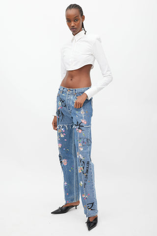 Vetements X Levi's Winter 2019 Blue & Multicolour Sticker Jeans