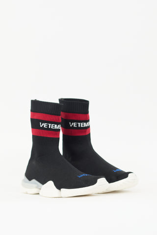 Vetements X Reebok Black & Multi Sock Pump High Top Sneaker