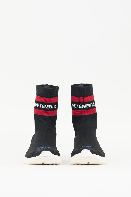 Vetements X Reebok Black & Multi Sock Pump High Top Sneaker