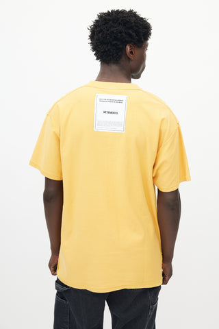 Vetements Yellow Heavyweight Cotton Inverted T-shirt