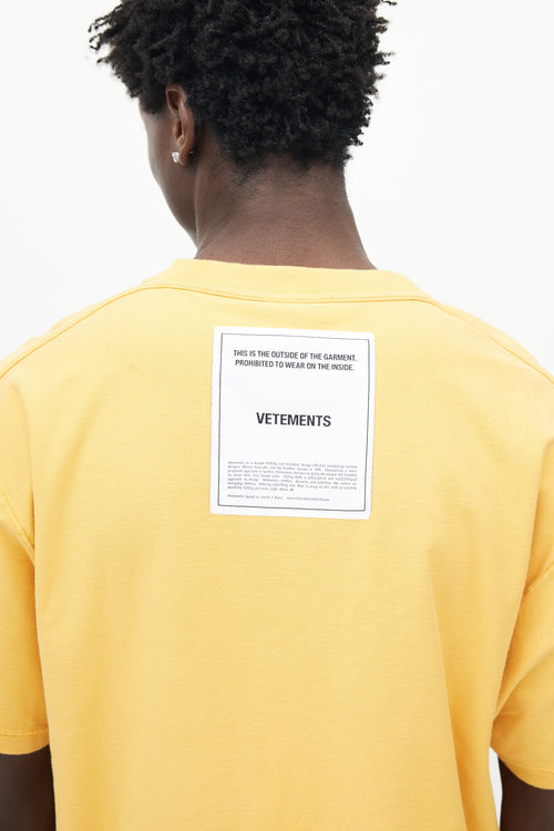 Vetements Yellow Heavyweight Cotton Inverted T-shirt