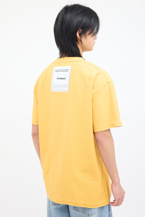 Vetements Yellow Inverted Logo T-Shirt