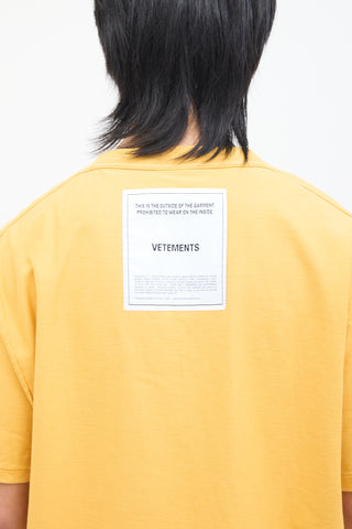 Vetements Yellow Inverted Logo T-Shirt