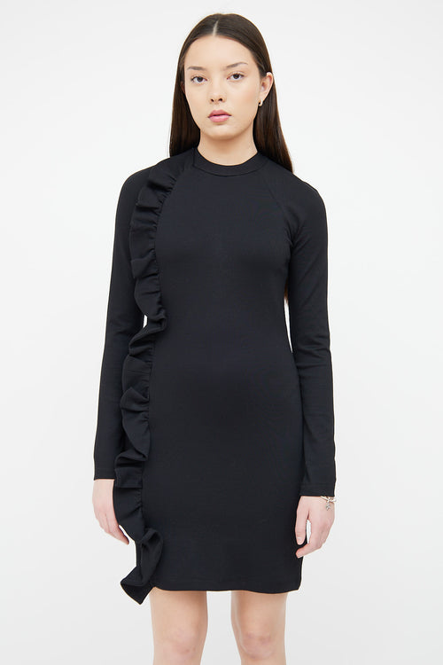 Victoria Beckham Black Fitted Ruffle Dress