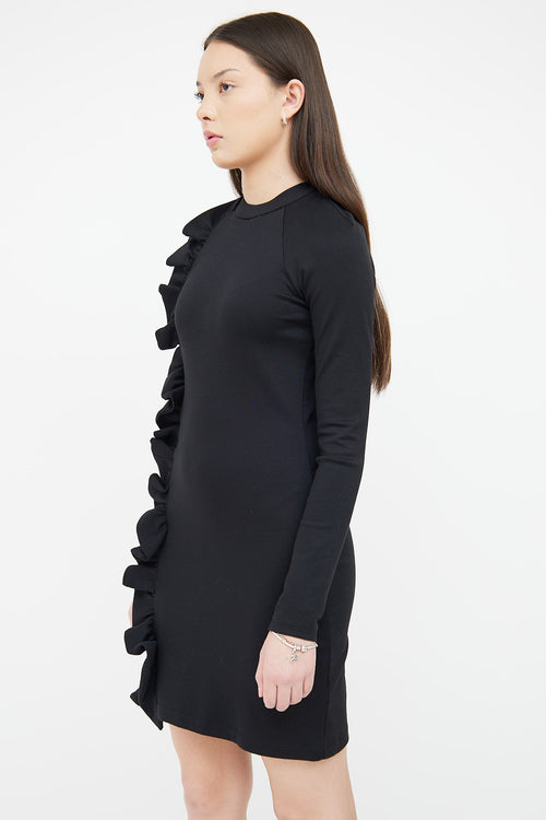 Victoria Beckham Black Fitted Ruffle Dress