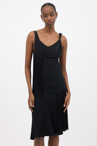 Victoria Beckham Asymmetric Fringe Slip Dress