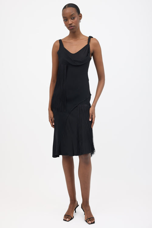 Victoria Beckham Asymmetric Fringe Slip Dress