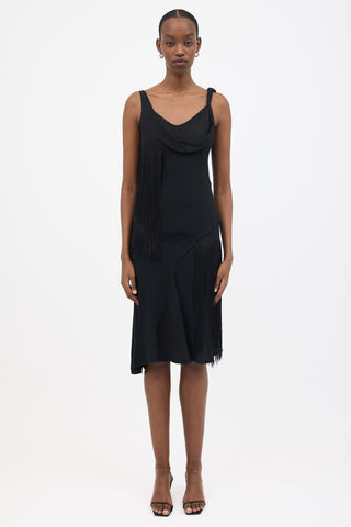 Victoria Beckham Asymmetric Fringe Slip Dress