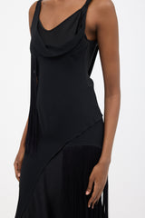 Victoria Beckham Asymmetric Fringe Slip Dress