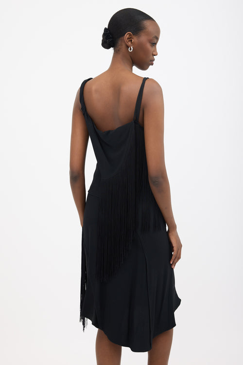 Victoria Beckham Asymmetric Fringe Slip Dress
