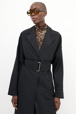 Victoria Beckham Black Belted Layered Trench Coat