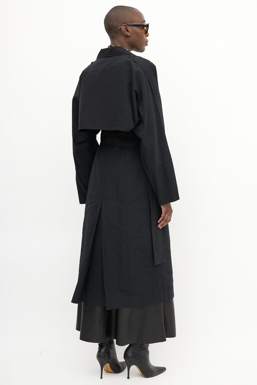 Victoria Beckham Black Belted Layered Trench Coat