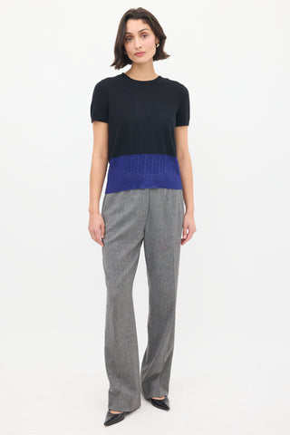 Victoria Beckham Black & Blue Knit Colourblock Top