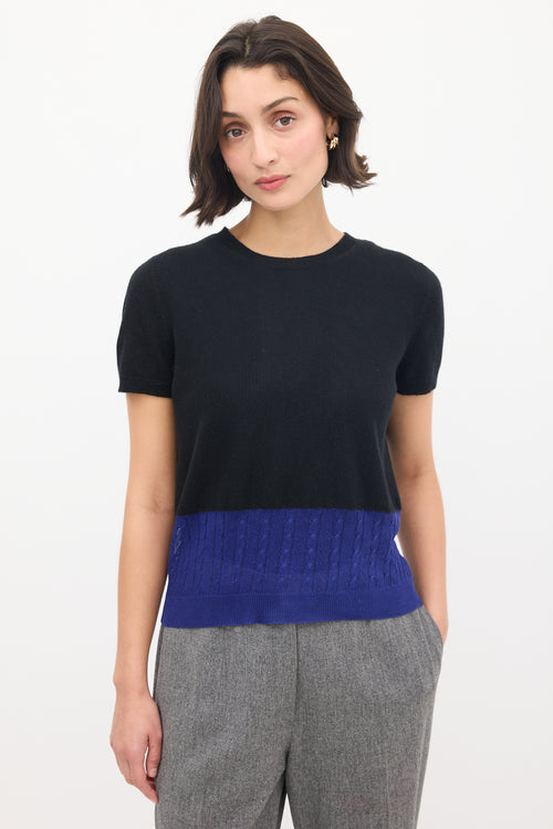 Victoria Beckham Black & Blue Knit Colourblock Top