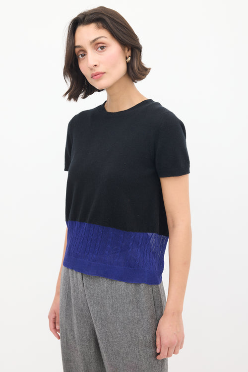 Victoria Beckham Black & Blue Knit Colourblock Top