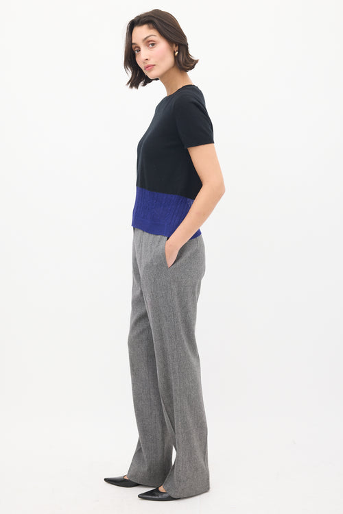 Victoria Beckham Black & Blue Knit Colourblock Top