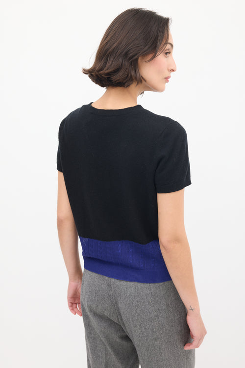 Victoria Beckham Black & Blue Knit Colourblock Top