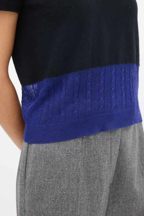 Victoria Beckham Black & Blue Knit Colourblock Top