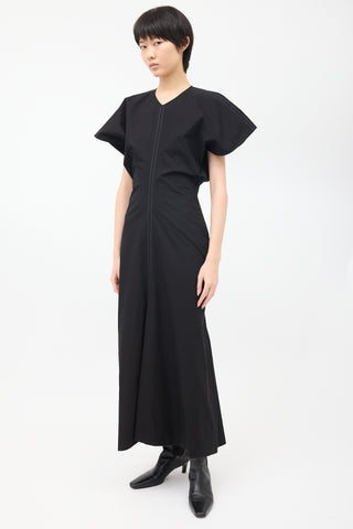 Victoria Beckham Black Cotton Panelled Maxi Dress