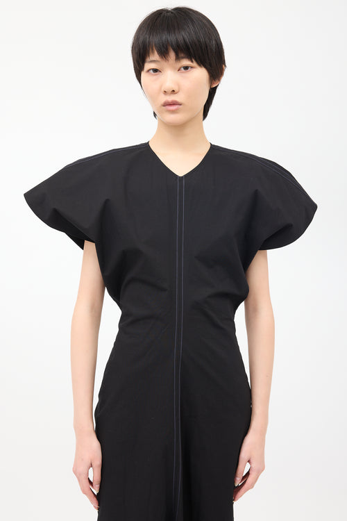 Victoria Beckham Black Cotton Panelled Maxi Dress