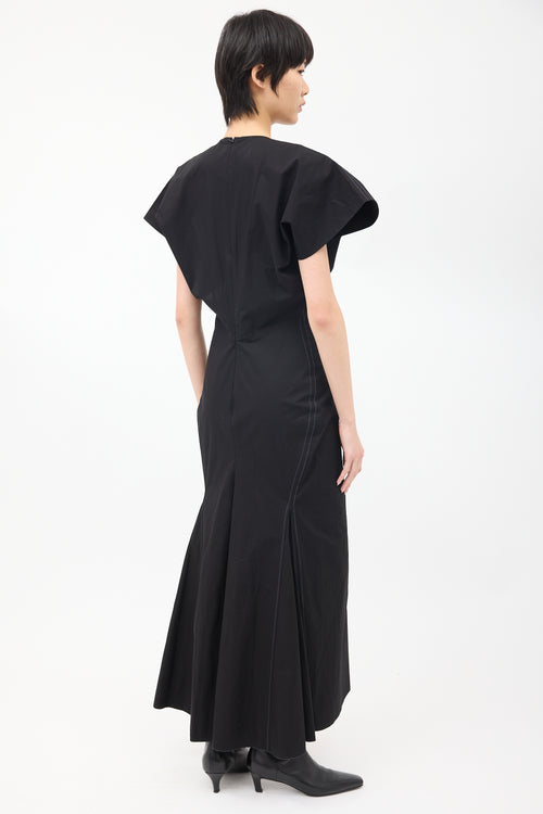 Victoria Beckham Black Cotton Panelled Maxi Dress