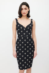 Victoria Beckham Black & Multicolour Floral Jacquard Dress