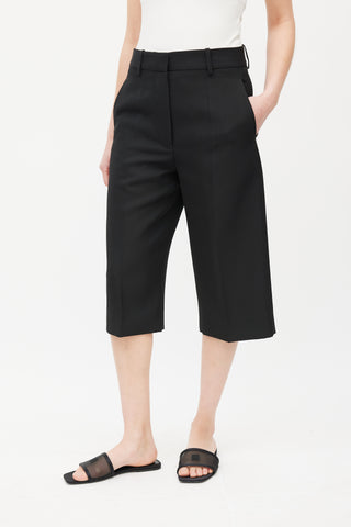 Victoria Beckham Black Pleated Front Cropped Pant
