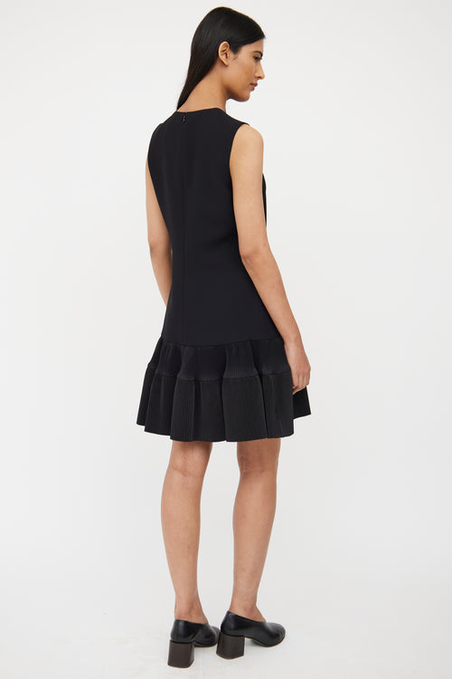 Black Drop Waist Pleated Dress