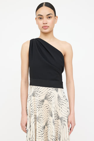 Victoria Beckham Pleated Patterned Halter Dress