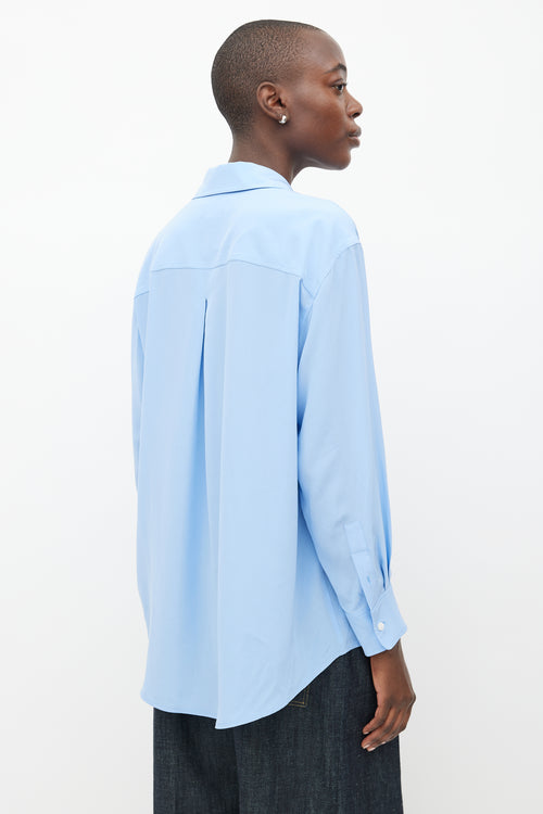 Victoria Beckham Blue Cargo Pocket Silk Shirt