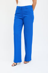 Victoria Beckham Blue Woven Wide Leg Trouser
