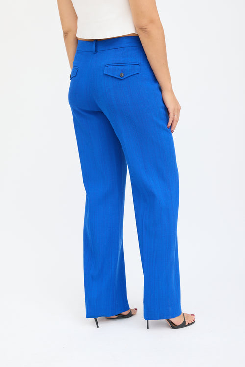 Victoria Beckham Blue Woven Wide Leg Trouser