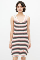 Victoria Beckham Cream & Multicolour Striped Knit Dress