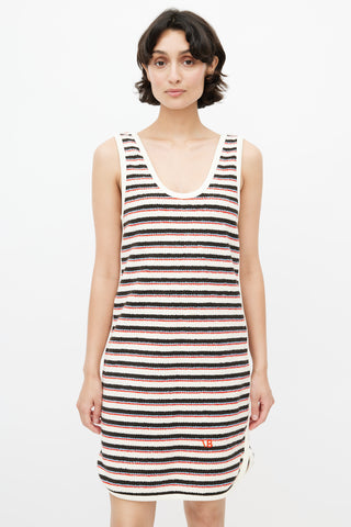 Victoria Beckham Cream & Multicolour Striped Knit Dress