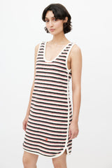 Victoria Beckham Cream & Multicolour Striped Knit Dress