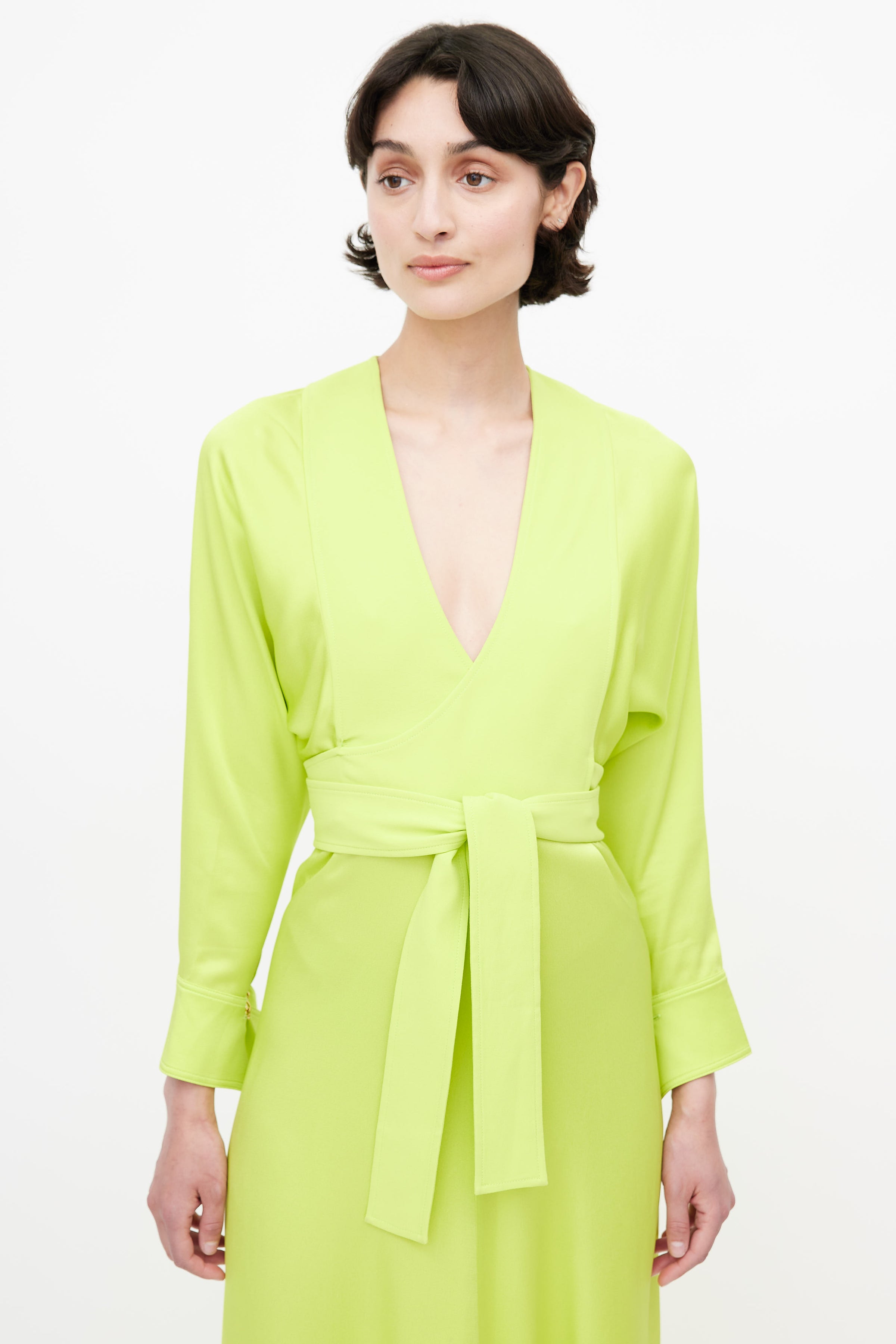 Victoria Beckham // Green Belted Wrap Dress VSP Consignment Victoria Beckham // Green Belted Wrap Dress VSP Consignment