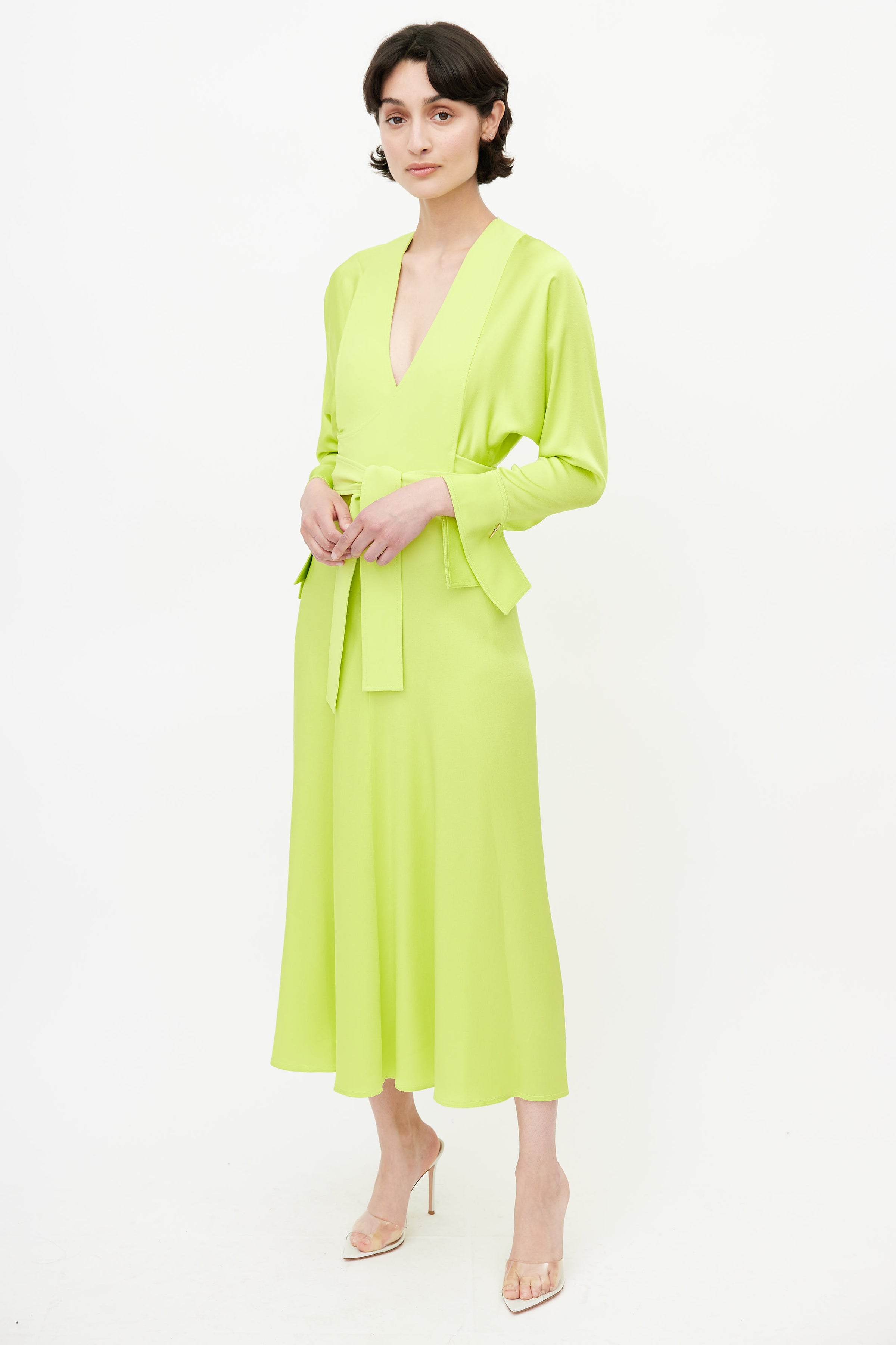 Victoria Beckham // Green Belted Wrap Dress VSP Consignment Victoria Beckham // Green Belted Wrap Dress VSP Consignment