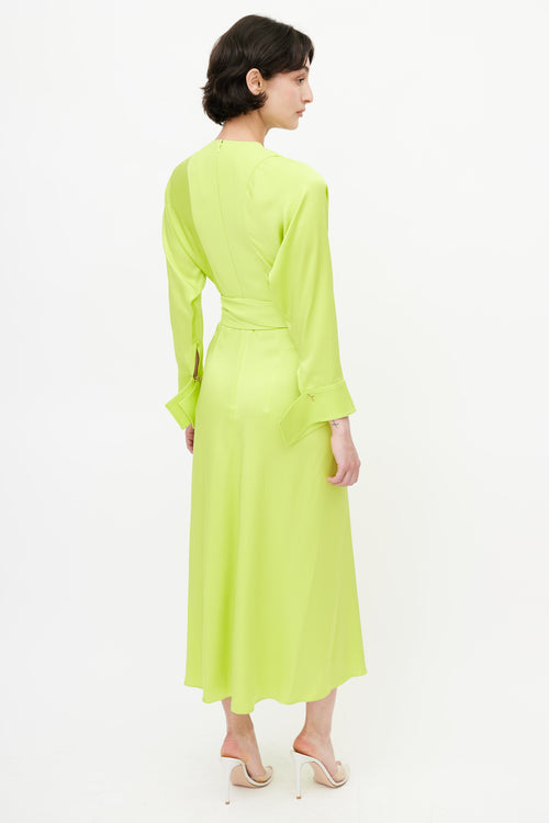 Victoria Beckham Green Belted Wrap Dress