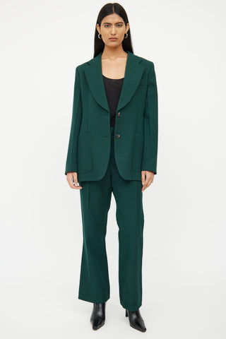 Victoria Beckham Green 2 Piece Blazer Pant Set