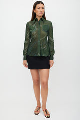 Victoria Beckham Green Metallic Chain Shirt