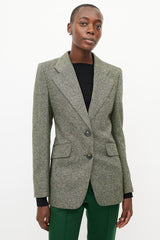 Victoria Beckham Green Wool Tweed Blazer
